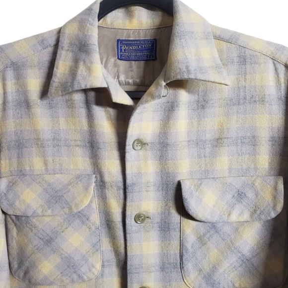 Pendleton Men's Fitted Plaid Board Shirt Light Gray/ Yellow Plaid Sz: Small - Picture 3 of 12
